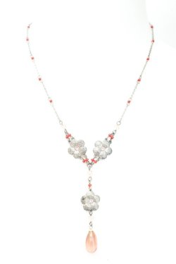 画像2: PINK HOUSE / ビーズ真鍮フラワーネックレス  シルバー×アカ O-26-02-26-1023-LO-AC-IG-OS