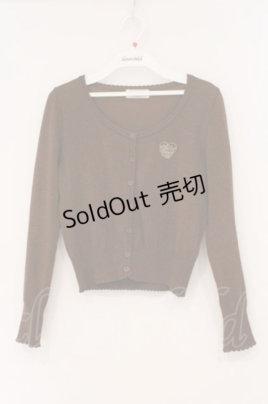 画像1: Emily Temple cute / ハートロゴ刺繍ラメニットカーディガン  ブラウン O-26-02-26-067-ET-TO-IG-OS (1)