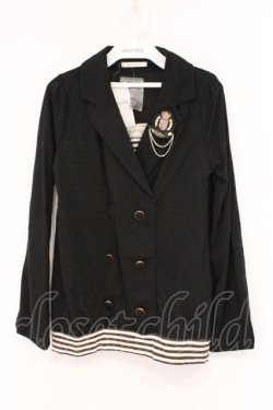 画像1: axes femme / ジャケットレイヤー風プルオーバー M クロ O-26-02-26-011-AX-TO-IG-OS