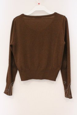 画像4: Emily Temple cute / ハートロゴ刺繍ラメニットカーディガン  ブラウン O-26-02-26-067-ET-TO-IG-OS