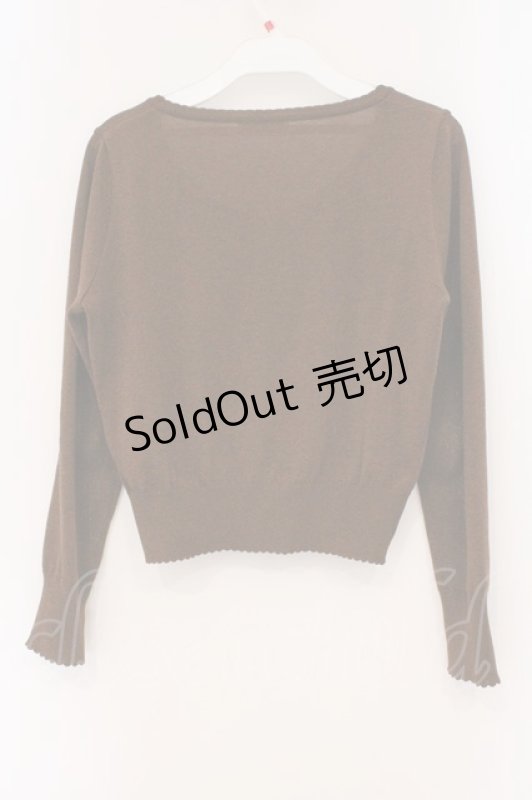 画像4: Emily Temple cute / ハートロゴ刺繍ラメニットカーディガン  ブラウン O-26-02-26-067-ET-TO-IG-OS (4)