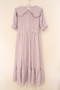 画像1: m petit by misako / TT*Mギンガムチェック半袖ワンピース S ラベンダー O-26-02-26-073-LO-OP-IG-OS