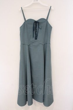 画像1: an another angelus / フロントレースアップコルセットキャミワンピース  ブルーグリーン O-26-02-26-075-CA-OP-IG-OS