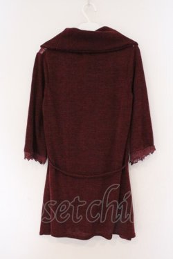 画像2: axes femme / ハイネックスカーフ柄チュニック M ワイン O-26-02-26-084-AX-OP-IG-OS