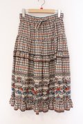 axes femme / パネル柄ロングスカート M ブラウン O-26-02-26-088-AX-SK-IG-OS
