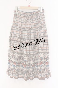 画像1: axes femme / パネル柄ロングスカート M ブラウン O-26-02-26-088-AX-SK-IG-OS