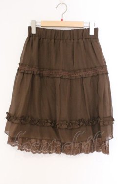 画像1: axes femme / 裾レース使いシフォンスカート  ブラウン O-26-02-26-093-AX-SK-IG-OS