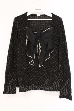 画像1: axes femme / 格子ラメビッグリボンニットソー M クロ O-26-02-26-014-AX-TO-IG-OS