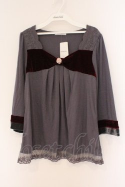 画像1: axes femme / ベロアリボンカットソー M グレー O-26-02-26-095-AX-TO-IG-OS