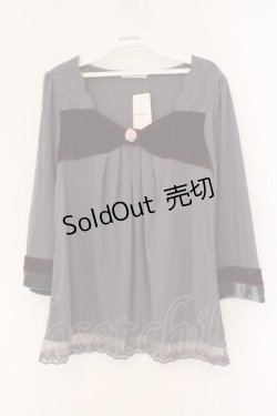 画像1: axes femme / ベロアリボンカットソー M グレー O-26-02-26-095-AX-TO-IG-OS