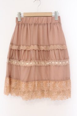 画像1: axes femme / はしごレースシフォンスカート M ピンク O-26-02-26-098-AX-SK-IG-OS