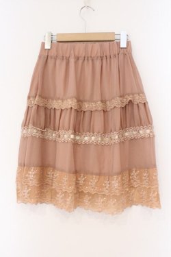 画像2: axes femme / はしごレースシフォンスカート M ピンク O-26-02-26-098-AX-SK-IG-OS