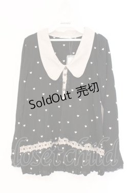 画像1: axes femme / ハート刺繍プルオーバー M クロ O-26-02-26-017-AX-TO-IG-OS