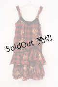 axes femme / ギンガムチェックシフォンキャミワンピース M アカ×クロ O-26-02-26-018-AX-OP-IG-OS