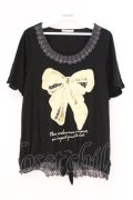 axes femme / リボンモチーフTシャツ M クロ O-26-02-26-020-AX-TO-IG-OS