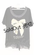 axes femme / リボンモチーフTシャツ M クロ O-26-02-26-020-AX-TO-IG-OS