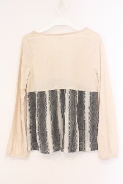 画像2: axes femme / 透かしレースAラインカットソー M アイボリー×グレー O-26-02-26-026-0-TO-IG-OS