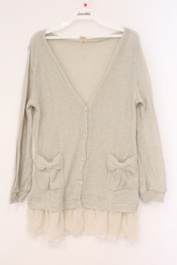 画像1: axes femme / シフォンフリルカーディガン M ライトグレー O-26-02-26-027-AX-TO-IG-OS