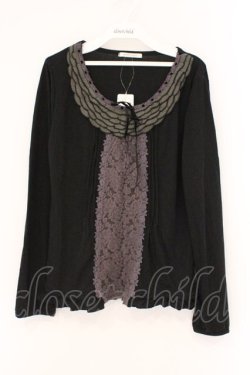 画像1: axes femme / 毛糸モチーフ付カットソープルオーバー JM クロ O-26-02-26-030-AX-TO-IG-OS