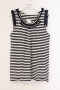 axes femme / ビーズ付きタンクトップ  シロ×ネイビー O-26-02-26-039-AX-TO-IG-OS