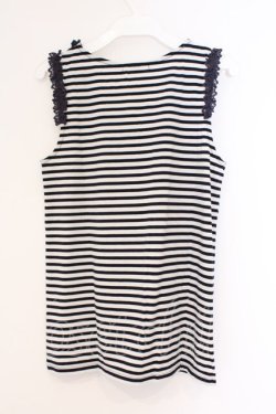 画像2: axes femme / ビーズ付きタンクトップ  シロ×ネイビー O-26-02-26-039-AX-TO-IG-OS