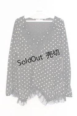 画像1: axes femme / フラワーモチーフイレヘムカットソー M クロ O-26-02-26-005-AX-TO-IG-OS