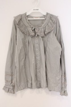 画像1: WONDERFUL WORLD / レースフリルカラータックブラウス  グレー O-26-02-26-041-LO-BL-IG-OS