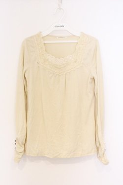 画像1: axes femme / 袖口ボタンインナープルオーバー M アイボリー O-26-02-27-040-AX-TO-IG-OS