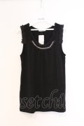 axes femme / ビーズ付きタンクトップ M クロ O-26-02-27-041-AX-TO-IG-OS