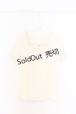 画像1: axes femme / デザイン袖半袖インナーPO M アイボリー O-26-02-27-043-AX-TO-IG-OS