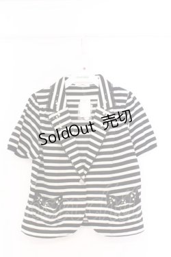 画像1: axes femme / ボーダージャケット風ボレロ M クロ O-26-02-27-044-AX-TO-IG-OS