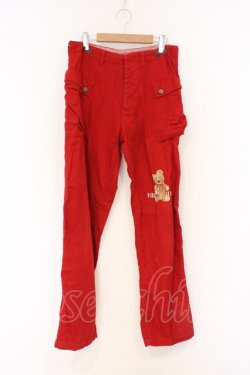 画像1: PINK HOUSE / くま刺繍パンツ【お直しあり】  アカ O-26-02-27-056-LO-PA-IG-OS