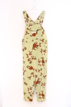 画像1: PINK HOUSE / うさぎ柄サロペットパンツ  ライトグリーン O-26-02-27-057-LO-OP-IG-OS