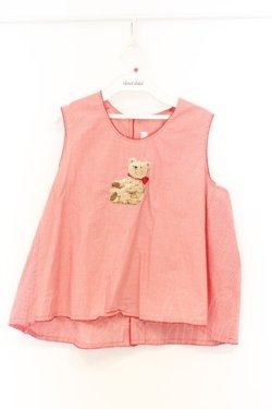 画像1: WONDERFUL WORLD / くま刺繍ノースリーブトップス【お直しあり】  アカ O-26-02-27-058-LO-BL-IG-OS