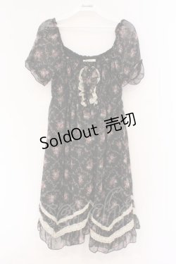 画像1: axes femme / 小花柄ワンピース M クロ O-26-02-27-011-AX-OP-IG-OS