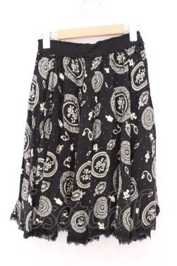 画像3: axes femme / モチーフプリントフレアミニスカート M クロ O-26-02-27-001-AX-SK-IG-OS