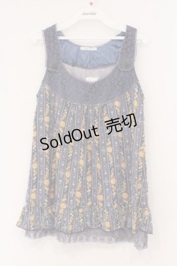 画像1: axes femme / フラワーストライプタンクチュニック M ブルー O-26-02-27-012-AX-TO-IG-OS