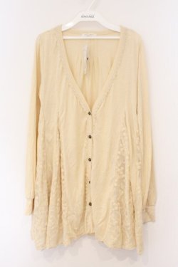 画像1: axes femme / チュール刺繍切り替えカットカーディガン M アイボリー O-26-02-27-017-AX-TO-IG-OS