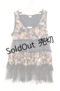 axes femme / ベロアフラワーティアードタンクトップ M ネイビー O-26-02-27-022-AX-TO-IG-OS