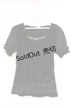 画像1: axes femme / デザイン袖半袖インナーPO M クロ O-26-02-27-023-AX-TO-IG-OS