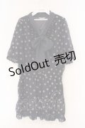 axes femme / ドットフロッキーボウタイワンピース M ブルー O-26-02-27-025-AX-OP-IG-OS