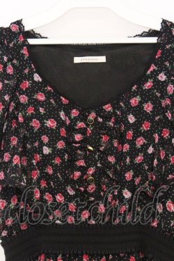 画像2: axes femme / ウエストマーク小花柄ワンピース M クロ O-26-02-27-029-AX-TO-IG-OS