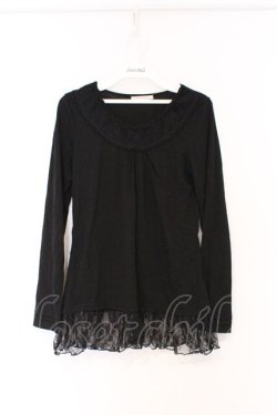 画像1: axes femme / レースフリルカットソー M クロ O-26-02-27-032-AX-TO-IG-OS