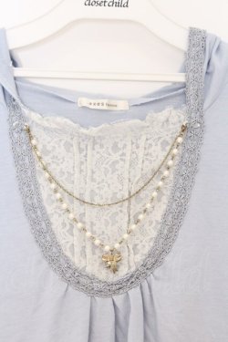 画像2: axes femme / ネックレス付きヨーク切り替えパーカー M サックス O-26-03-01-042-AX-TO-OW-OS