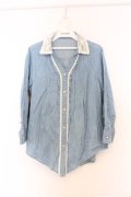 axes femme / 後ろ編み上げレースデニムシャツ M ブルー O-26-03-01-047-AX-BL-OW-OS