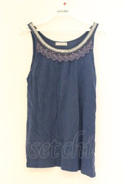 画像1: axes femme / スパンコール配色タンクトップ M ブルー O-26-03-01-048-AX-TO-OW-OS