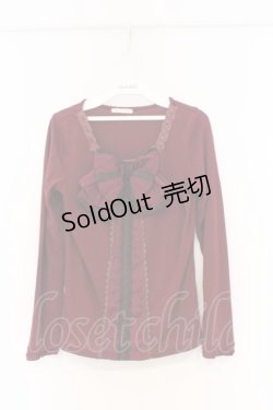 画像1: axes femme / ストライプリボンカットソー M ワイン O-26-03-01-049-AX-TO-OW-OS