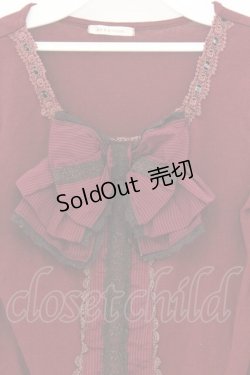 画像2: axes femme / ストライプリボンカットソー M ワイン O-26-03-01-049-AX-TO-OW-OS