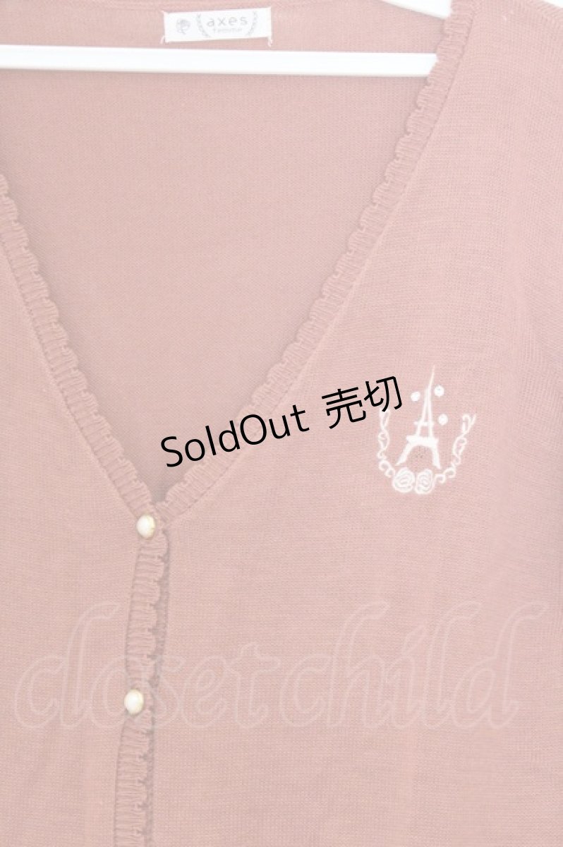画像2: axes femme / 塔刺繍カーディガン M ピンク O-26-03-01-051-AX-TO-OW-OS (2)
