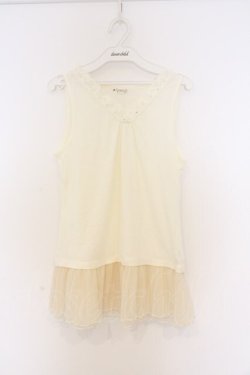 画像1: axes femme / 裾プリーツタンクトップ M キナリ O-26-03-01-055-AX-TO-OW-OS